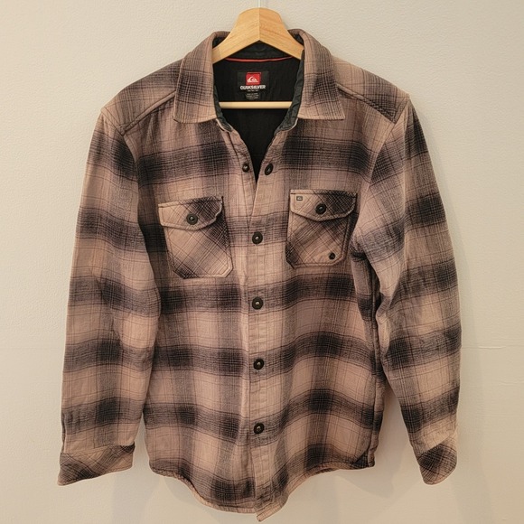 Quicksilver Surf Days Plaid Polar Fleece Flannel Shirt‎ Shacket Mens Size Medium - Picture 1 of 9